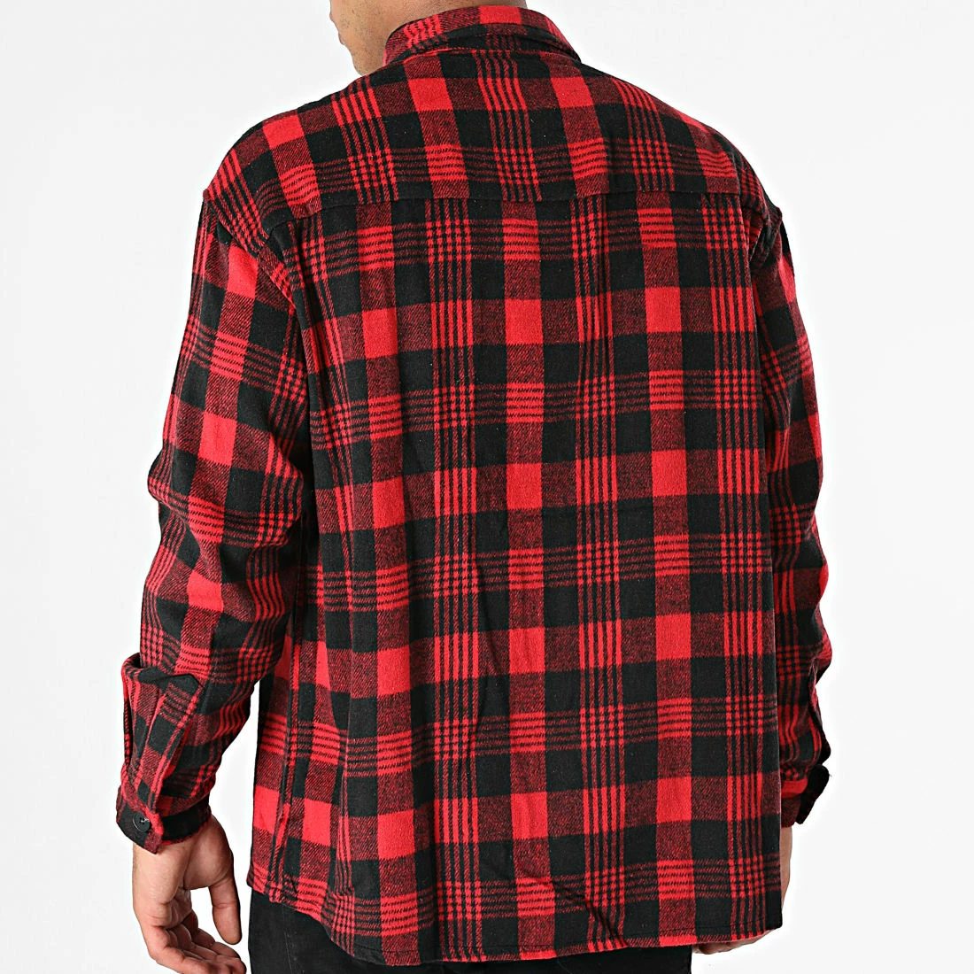 Nouveau 🎉 Chemise Manches Longues A Carreaux BM1338 Rouge Noir de Frilivin 😉 6 Nouveau 🎉 Chemise Manches Longues A Carreaux BM1338 Rouge Noir de Frilivin 😉 – Image 4