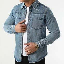 Vente flash 🧨 Surchemise Jean VJ238 Bleu Denim de Frilivin 🎁