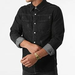 Remise 👏 Chemise Manches Longues VJ339 Noir de Frilivin ⌛ -Promos Frilivin Magasin frilivin 279113 VJ339 1 20210819T144117 03