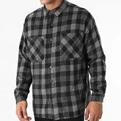 Le moins cher ✔️ Chemise Manches Longues A Carreaux BM1338 Gris Noir de Frilivin 💯