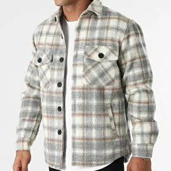 Bon marché ✔️ Surchemise A Carreaux HP03216 Beige Gris de Frilivin 🔔 -Promos Frilivin Magasin frilivin 279151 HP03216 4 20210816T161536 03