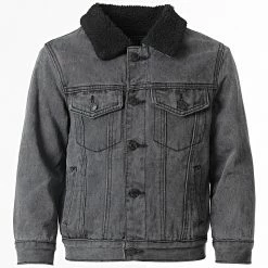 Nouveau ❤️ Veste Jean Enfant Col Mouton VJ356 Noir de Frilivin 🔥