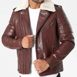 Budget 🛒 Veste Zippée Col Mouton QQ553 Bordeaux de Frilivin 😍