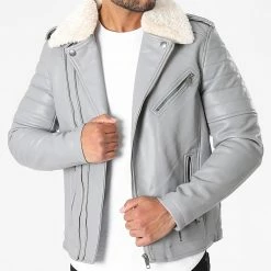 Nouveau ✨ Veste Zippée Col Mouton QQ553 Gris de Frilivin ⌛