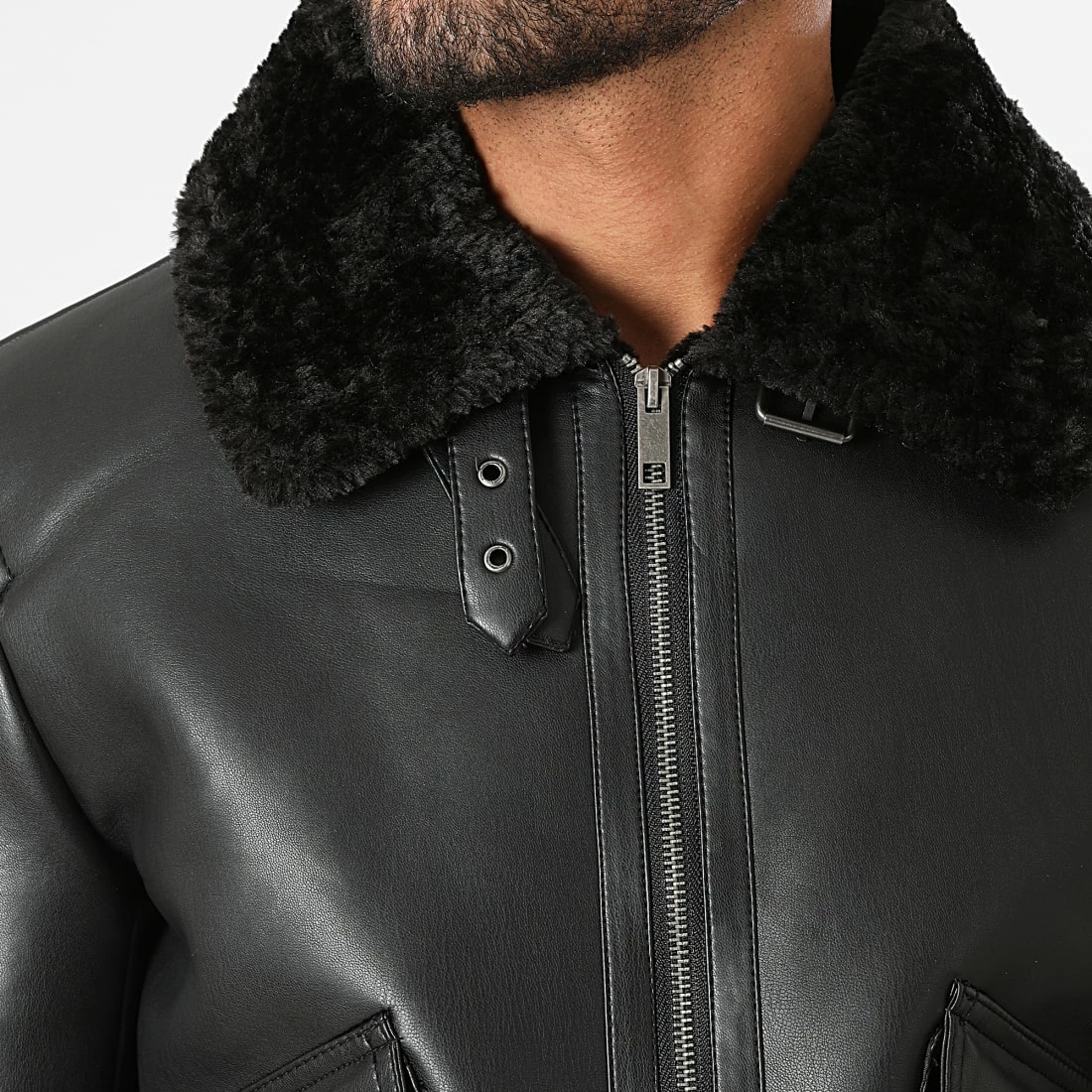 Budget ⭐ Blouson Bombardier Col Fourrure QQ662 Noir de Frilivin ✔️ 4 Budget ⭐ Blouson Bombardier Col Fourrure QQ662 Noir de Frilivin ✔️ – Image 2