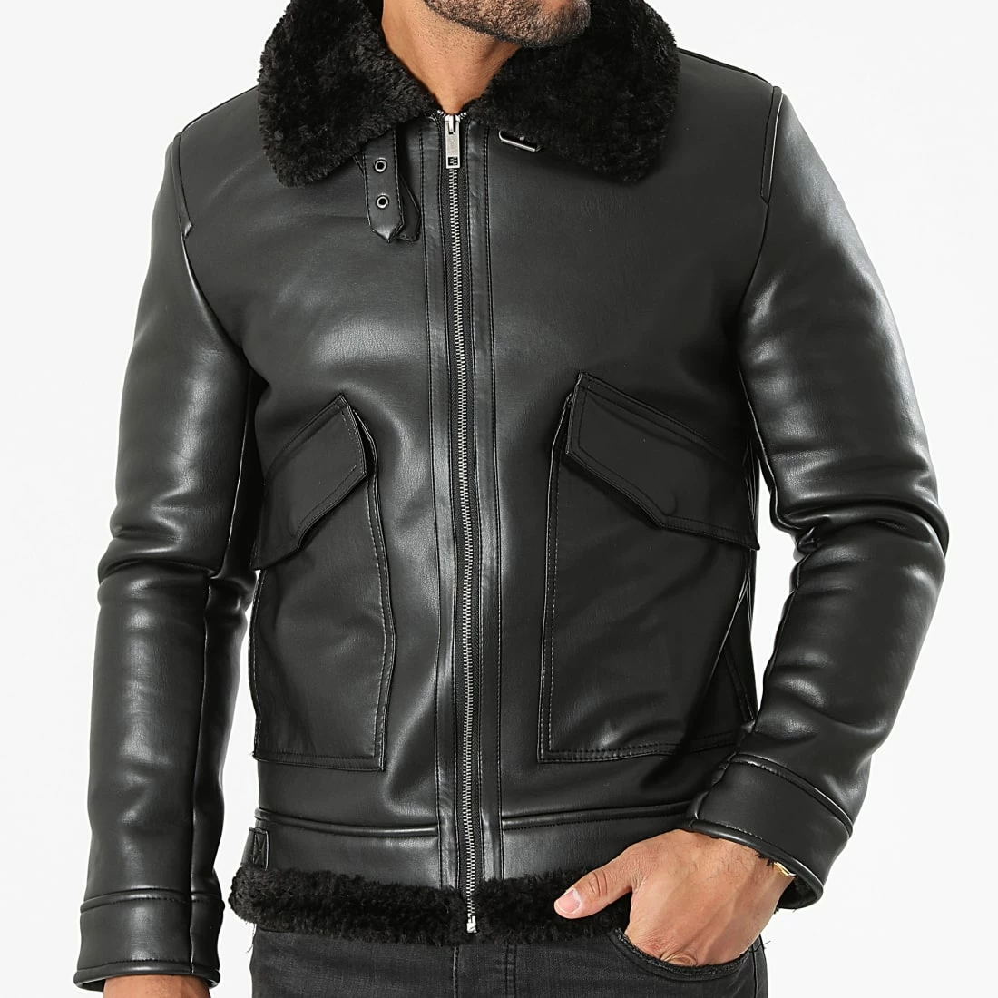 Budget ⭐ Blouson Bombardier Col Fourrure QQ662 Noir de Frilivin ✔️ 5 Budget ⭐ Blouson Bombardier Col Fourrure QQ662 Noir de Frilivin ✔️ – Image 3