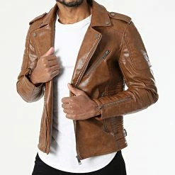 Acheter ❤️ Veste Biker SK011 Marron de Frilivin 🧨