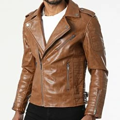 Acheter ❤️ Veste Biker SK011 Marron de Frilivin 🧨 -Promos Frilivin Magasin frilivin 289183 SK011 9 20211020T161953 03