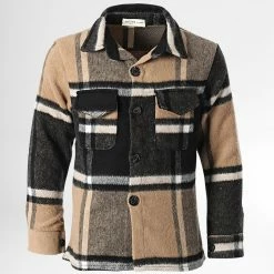 Nouveau 🤩 Surchemise Enfant 728 Camel Noir de Frilivin 👍