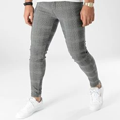 Remise 😀 Pantalon A Carreaux 1993-1 Gris de Frilivin ✔️