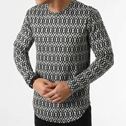 Vente flash 💯 Tee 👚 Shirt Manches Longues Oversize 15636 Gris Chiné de Frilivin ✔️