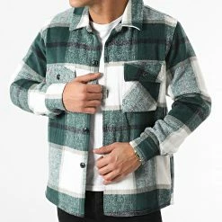 Budget 😉 Surchemise A Carreaux QQ679 Vert Blanc de Frilivin ⭐