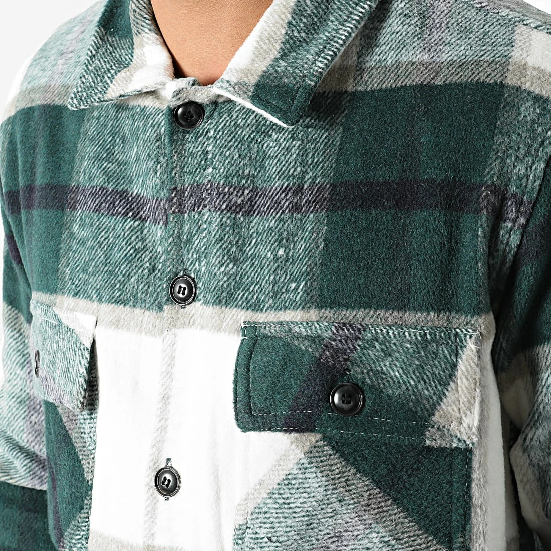 Budget 😉 Surchemise A Carreaux QQ679 Vert Blanc de Frilivin ⭐ 4 Budget 😉 Surchemise A Carreaux QQ679 Vert Blanc de Frilivin ⭐ – Image 2