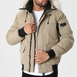 Meilleure affaire 🔥 Parka Capuche Fourrure FD876 Beige de Frilivin 😀