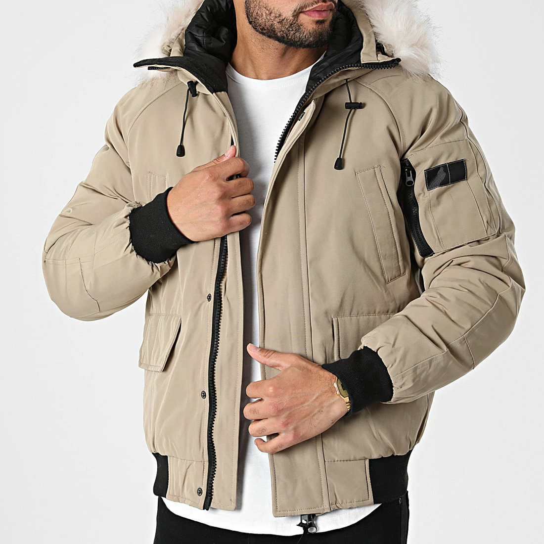 Meilleure affaire 🔥 Parka Capuche Fourrure FD876 Beige de Frilivin 😀 3 Meilleure affaire 🔥 Parka Capuche Fourrure FD876 Beige de Frilivin 😀