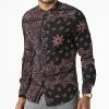 Nouveau ✔️ Chemise Manches Longues Floral FW31231 Noir Rouge de Frilivin ⭐ -Promos Frilivin Magasin frilivin 292395 FW31231 BLACK 20211124T150739 01