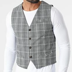 Acheter 🛒 Gilet A Carreaux 6390 Gris Chiné de Frilivin ❤️