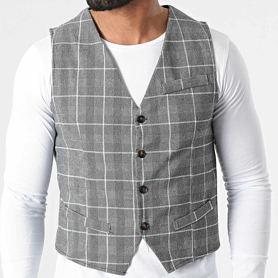 Acheter 🛒 Gilet A Carreaux 6390 Gris Chiné de Frilivin ❤️ 5 Acheter 🛒 Gilet A Carreaux 6390 Gris Chiné de Frilivin ❤️ – Image 3