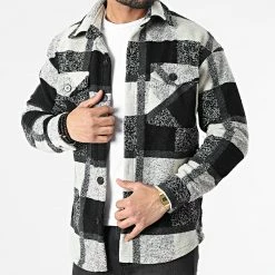 Bon marché ✨ Surchemise Carreaux 15612 Noir Beige de Frilivin 👏