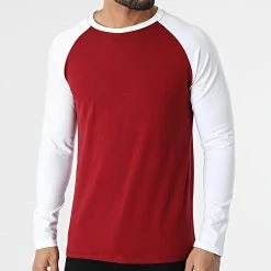 Coupon ⌛ Tee 👕 Shirt A Manches Longues 6515 Bordeaux Blanc de Frilivin 😀