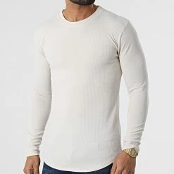 Vente flash 💯 Tee 👚 Shirt A Manches Longues 5522 Beige de Frilivin ⌛