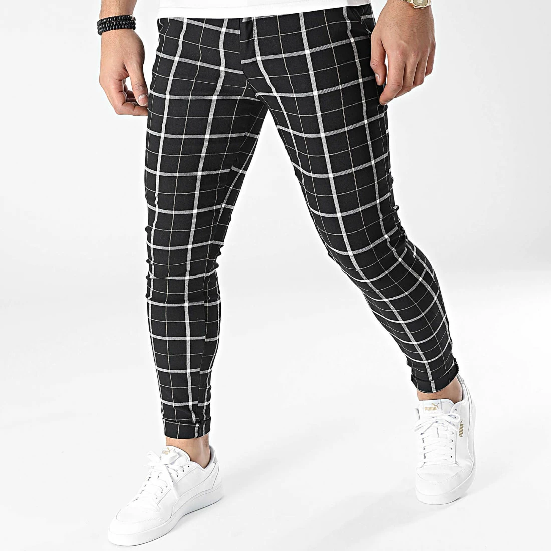 Meilleure affaire 💯 Pantalon A Carreaux Slim 10058 Noir de Frilivin ✨ 3 Meilleure affaire 💯 Pantalon A Carreaux Slim 10058 Noir de Frilivin ✨