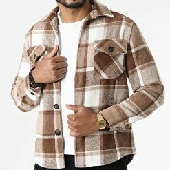 Tout neuf ⌛ Surchemise A Carreaux HP03210 Marron de Frilivin 🌟