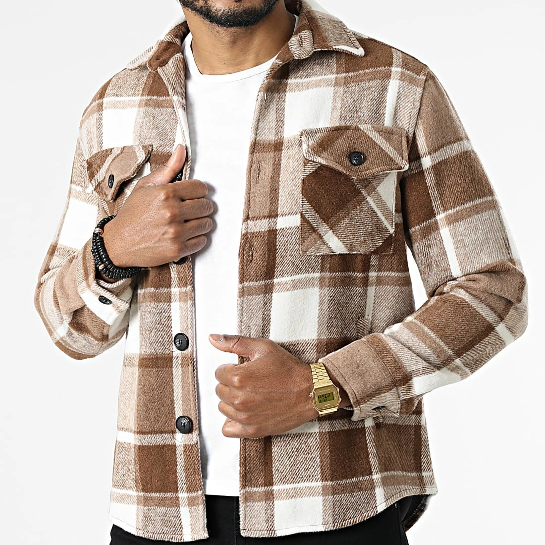 Tout neuf ⌛ Surchemise A Carreaux HP03210 Marron de Frilivin 🌟 3 Tout neuf ⌛ Surchemise A Carreaux HP03210 Marron de Frilivin 🌟