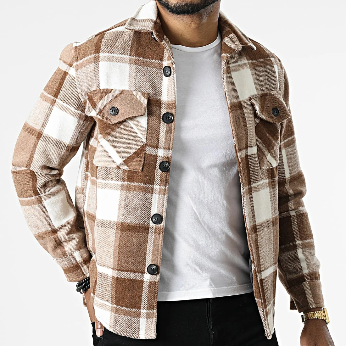 Tout neuf ⌛ Surchemise A Carreaux HP03210 Marron de Frilivin 🌟 5 Tout neuf ⌛ Surchemise A Carreaux HP03210 Marron de Frilivin 🌟 – Image 3