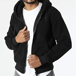 Nouveau 🎉 Veste Zippée Capuche Polaire W0213 Noir de Frilivin 👏