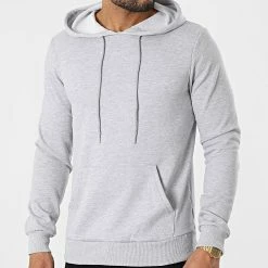 Meilleure affaire ⌛ Sweat Capuche BM1141 Gris Chiné de Frilivin 🌟