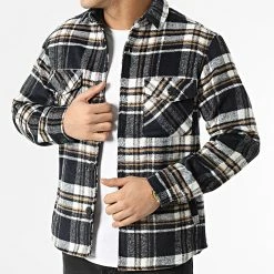 Budget ✨ Surchemise A Carreaux HP03227 Bleu Marine Blanc de Frilivin 🔔