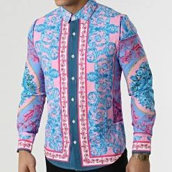 Le moins cher 👍 Chemise Manches Longues Renaissance BM1276 Bleu Clair Rose de Frilivin ✔️