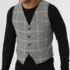 De gros 😀 Gilet A Carreaux 6390 Gris Chiné de Frilivin 🎁