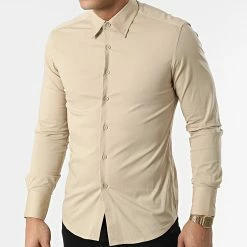 Grosses soldes 👍 Chemise Manches Longues NS-7179 Beige de Frilivin 🎉