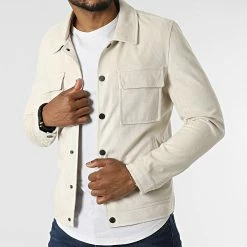Offres 🌟 Veste Suédine QQ1600 Beige de Frilivin 🔥