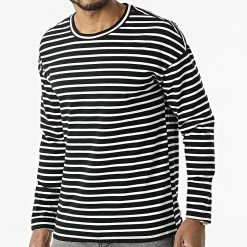 Meilleure vente 🎁 Tee 👚 Shirt A Manches Longues BM1520 Noir Blanc de Frilivin ✔️