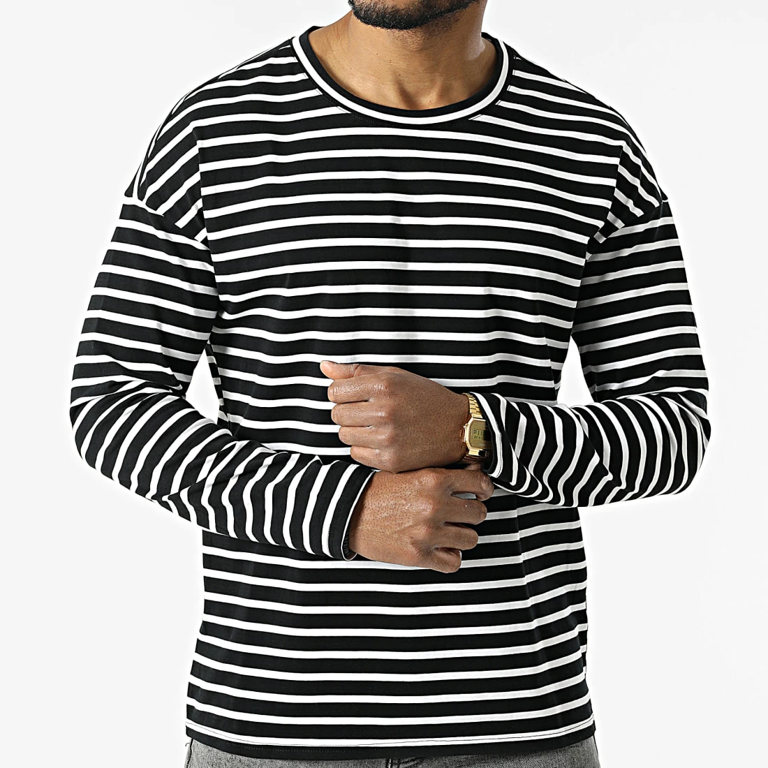 Meilleure vente 🎁 Tee 👚 Shirt A Manches Longues BM1520 Noir Blanc de Frilivin ✔️ 5 Meilleure vente 🎁 Tee 👚 Shirt A Manches Longues BM1520 Noir Blanc de Frilivin ✔️ – Image 3