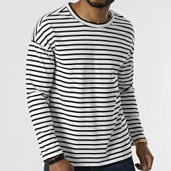 Tout neuf ⭐ Tee 👕 Shirt A Manches Longues BM1520 Blanc Noir de Frilivin 🧨 -Promos Frilivin Magasin frilivin 302107 BM1520 15 20220209T090702 03