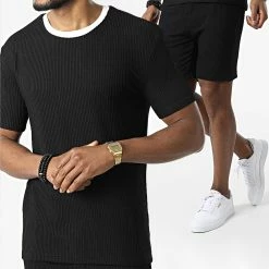 Remise ✨ Ensemble Tee 👕 Shirt Short BM1389 Noir de Frilivin 👍