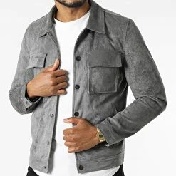 Sortie 😀 Surchemise Suédine QQ1600 Gris Anthracite de Frilivin ⌛