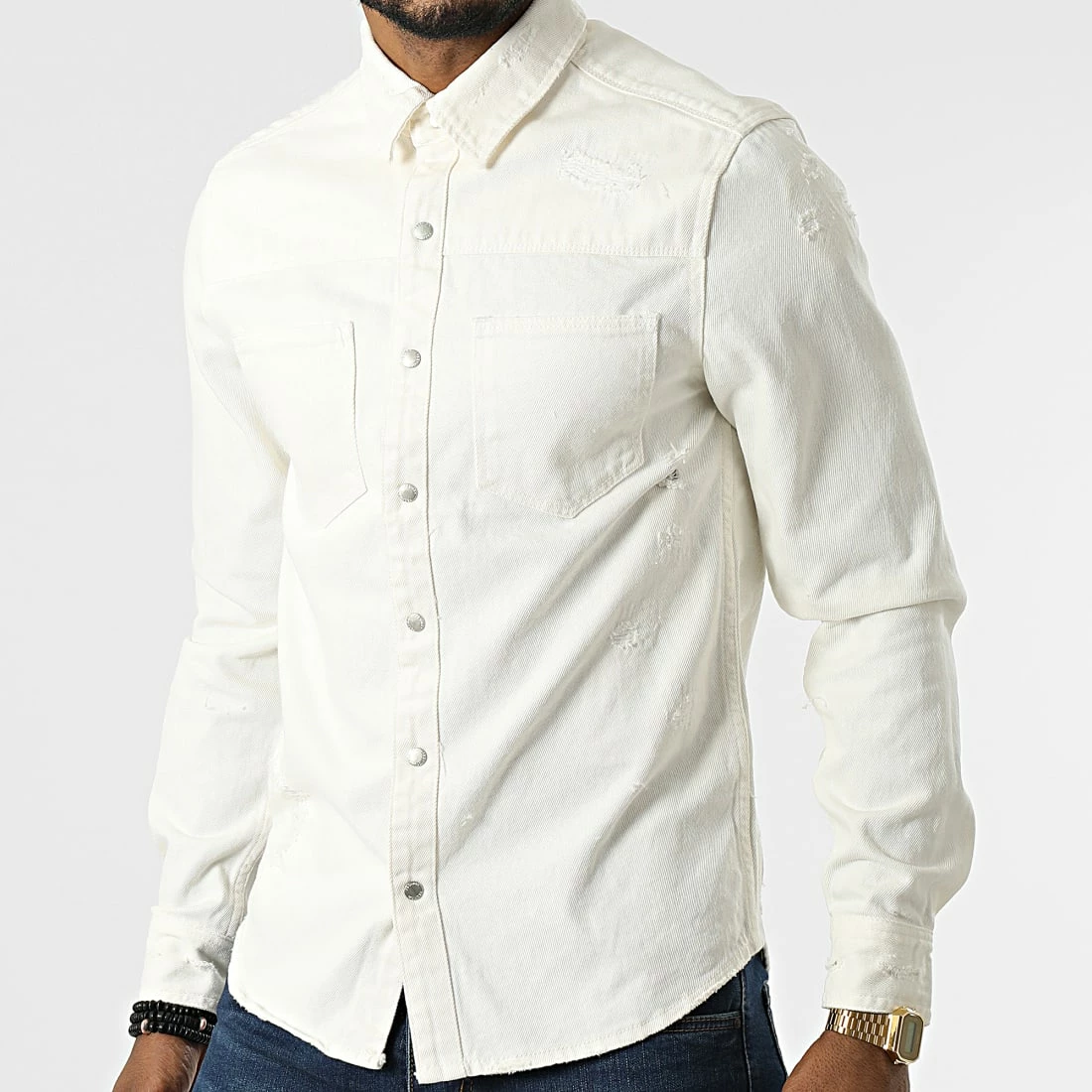 Nouveau 😍 Surchemise Jean VJ238 Blanc de Frilivin ✔️ 3 Nouveau 😍 Surchemise Jean VJ238 Blanc de Frilivin ✔️