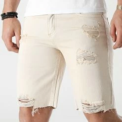 Grosses soldes ⭐ Short Jean VJ382 Beige de Frilivin ✔️