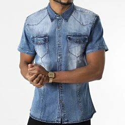 Meilleure vente 🔔 Chemise Jean A Manches Courtes CA-638 Bleu Denim de Frilivin ✨ -Promos Frilivin Magasin frilivin 305635 CA 638 20220228T153057 03