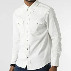 De gros 😉 Chemise Jean Manches Longues VJ338 Blanc de Frilivin 👍