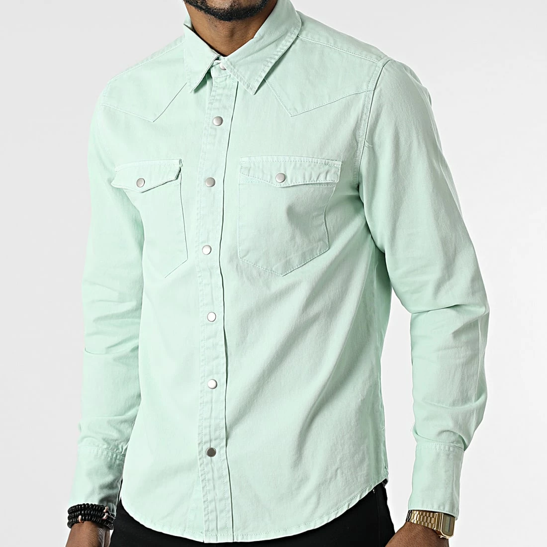 Acheter 😍 Chemise Jean Manches Longues VJ338 Vert Clair de Frilivin 🎁 3 Acheter 😍 Chemise Jean Manches Longues VJ338 Vert Clair de Frilivin 🎁