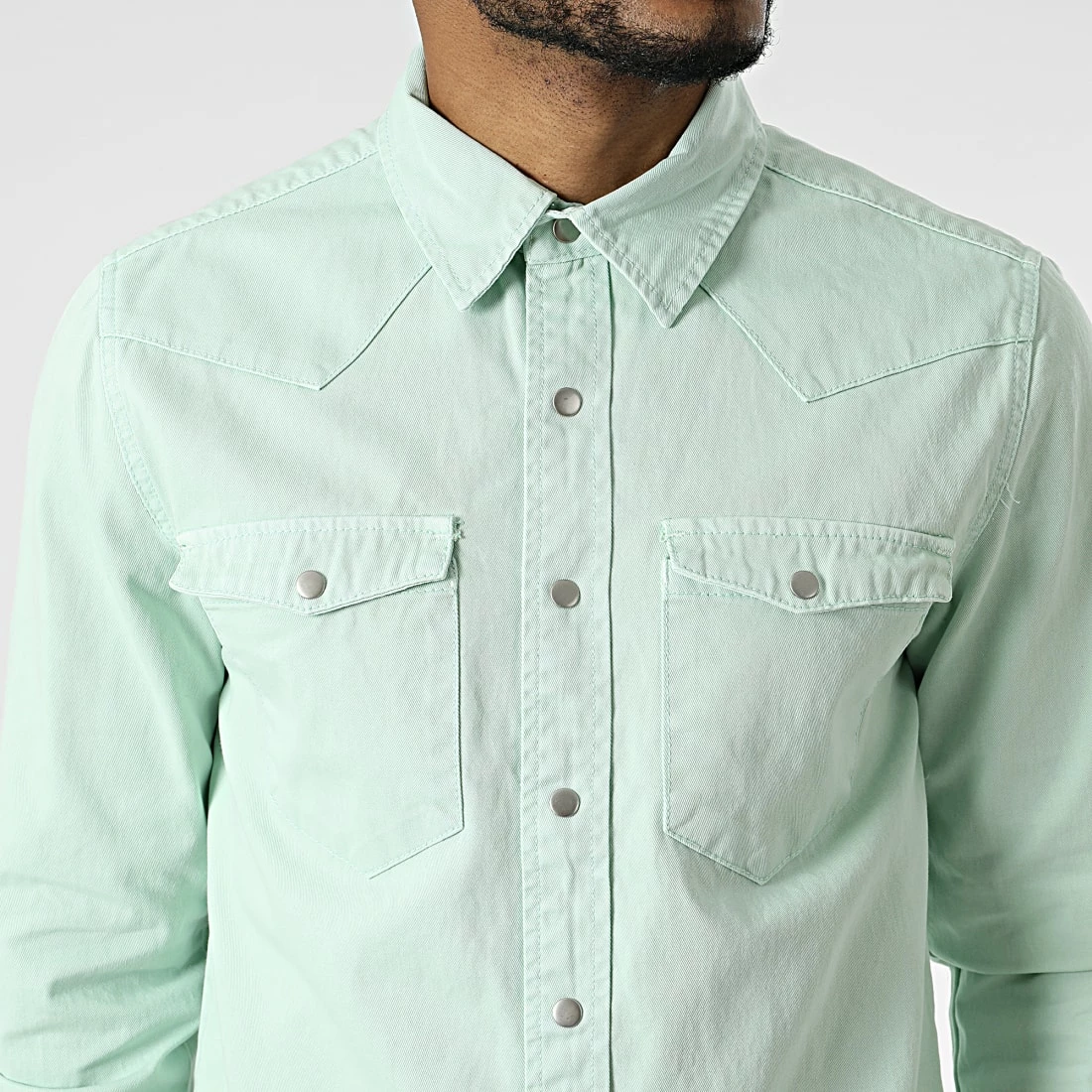 Acheter 😍 Chemise Jean Manches Longues VJ338 Vert Clair de Frilivin 🎁 4 Acheter 😍 Chemise Jean Manches Longues VJ338 Vert Clair de Frilivin 🎁 – Image 2