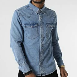 Coupon 👍 Chemise Jean Manches Longues VJ338 Bleu Denim de Frilivin 🤩 -Promos Frilivin Magasin frilivin 305664 VJ338 14 20220225T135907 03