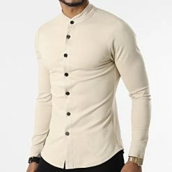 Promo ✔️ Chemise A Manches Longues 4206 Beige Foncé de Frilivin ⭐