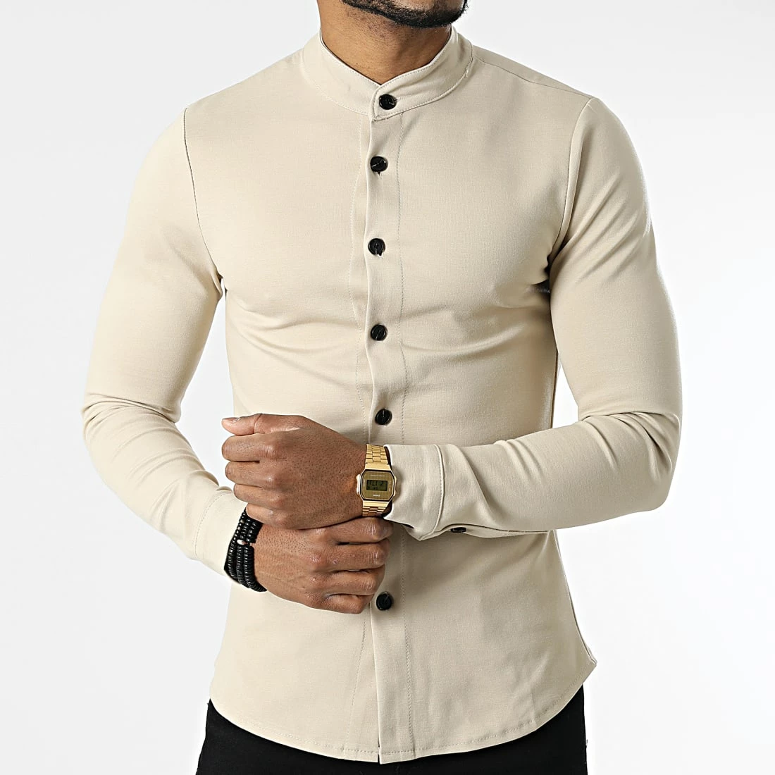 Promo ✔️ Chemise A Manches Longues 4206 Beige Foncé de Frilivin ⭐ 5 Promo ✔️ Chemise A Manches Longues 4206 Beige Foncé de Frilivin ⭐ – Image 3